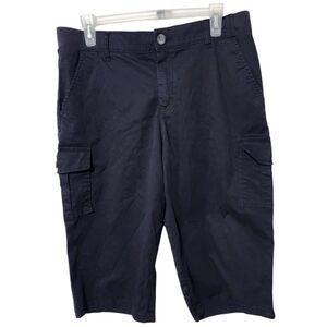 Lee Capri Pants Size 12 Petite Black Cargo Elastic Waist.   New